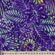 Store batikblomster på blålilla