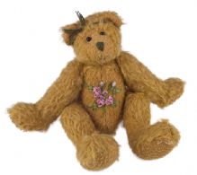 Bamse med silkebåndsbroderi - Rosa