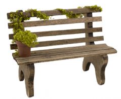 Træbænk med potteplante