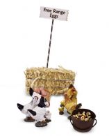 Sæt med hvide og gule høns