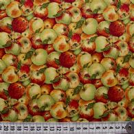 Collage af mindre grønne, gule og røde æbler